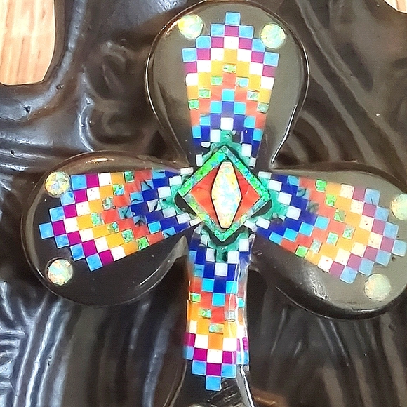 Galaxy Native American Inlay Natural Gemstone Sterling Silver Pendant - Picture 2 of 8